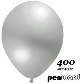 Balonu komplekti ovāls Penword Metalic, sudraba krās., 100 gab.