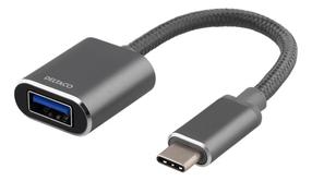 Adapteris Deltaco Baltic, USB Type C/USB Type A female, 11 cm, pilka sp.