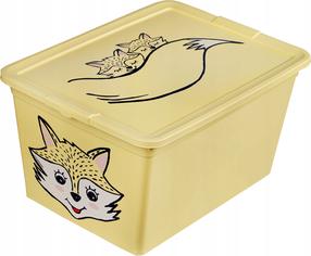 Daiktadėžė su dangčiu, žaislams Branq X Box Deco Animal Fox, 30 l, juoda sp./geltona sp., 48.5 x 36 x 25 cm