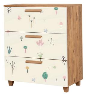 Komoda Kalune Design Leva Gravis Jungle, ruda sp./balta sp., 95 cm x 80 cm x 43 cm