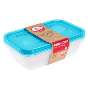 Pārtikas kastes komplekts Keeeper Fredo Fresh, 4.8 l, 29 cm x 19 cm, caurspīdīga krās./gaiši zila krās., 3 gab.