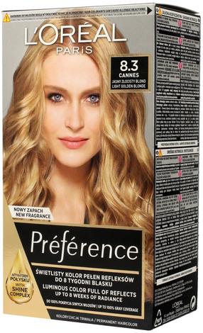 Plaukų dažai L’Oréal Paris Preference, cannes sp., 8.3, 160 ml