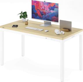 Kirjutuslaud reguleeritava kõrgusega SENSE7 Manma, 160 cm x 80 cm, 75 - 120 cm, valge v./mänd v.