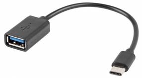 Адаптер Lanberg USB C(M)-USB-A (F) USB Type-A, USB Type C, 0.15 м, черный цв.
