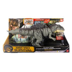 Interaktyvus žaislas dinozauras Mattel Jurassic World Colossal Chomp Giganotosaurus JKG93, 71 cm, pilka sp.
