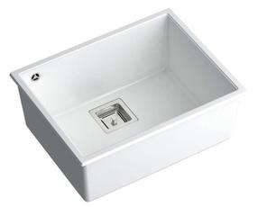Virtuves izlietne Quadron David 50, granīts, 55 cm x 42 cm x 22.5 cm, balts krās./nerūsējošā tērauda krās.