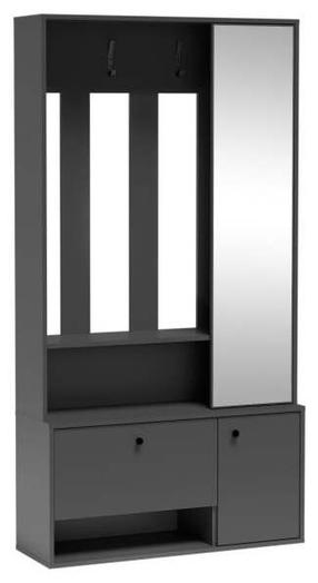 Riidekapp Spots, grafiit v., 100 cm x 33 cm x 191 cm, peegliga