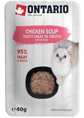Šlapias kačių maistas Ontario Tasty Meat In Broth Chicken Soup, vištiena, 0.04 kg