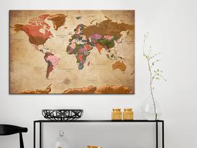 Reprodukcija Artgeist World Map: Brown Elegance N6471-DKX, 120 cm x 80 cm
