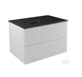 Vonios spintelė su praustuvu Besco Akya Linea, balta sp./juoda sp./grafito sp., 52.5 cm x 66 cm x 50.7 cm