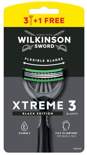Raseerija, ühekordne Wilkinson Sword Xtreme 3 Black Edition Comfort, 4 tk