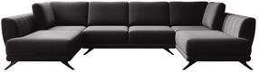 Kampinė sofa Larco Velvetmat 10, juoda sp., 191 x 362 cm x 90 cm