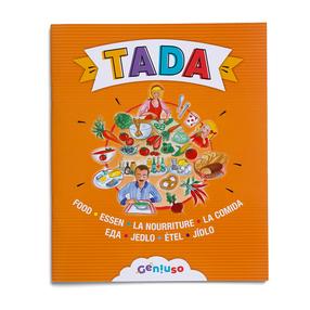 Knygelė Geniuso Tada Food, RUS, EN, DE, Prancūzų, Ispanų, Vengrų, Čekų, Slovakų, oranžinė sp.