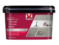 Emaliniai dažai, baldams/dažytų paviršių defektams šalinti V33 Renovation Perfection Kitchen, satino, 2 l, rusvai pilki sp.