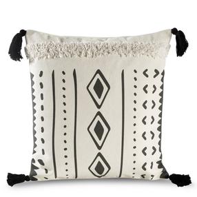 Dekoratīvs spilvena pārvalks Boho 24, melns krās./krēmkrāsa, 45 cm x 45 cm