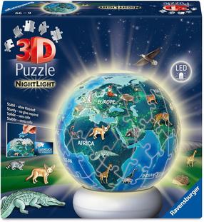 3D dėlionė Ravensburger The Earth By Night Night Light, 13 cm x 13 cm, 75 vnt., mėlyna sp.