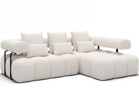 Kampinė sofa Levvi, balta sp., 184 x 260 cm x 102 cm