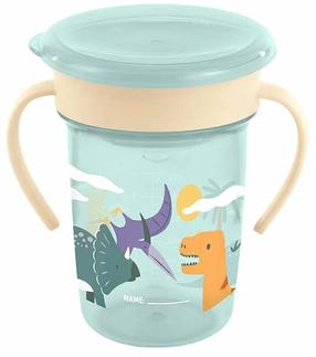 Vaikiškas puodelis Miniland Sippy Jurassic, 260 ml, 6+ mėn., plastikas, mėlyna sp.