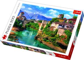 Dėlionė Trefl Old Bridge In Mostar Bosnia And Herzegovina 37333, 48 cm x 34 cm, 500 vnt., įvairių spalvų