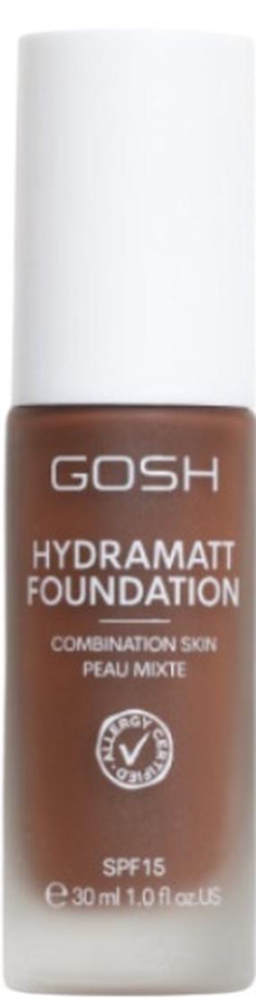 Šķidrā grima bāze Gosh Hydramatt, SPF 15, very deep krās., 020n, 30 ml