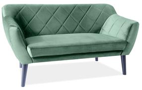 Sofa Scandinavian Karo 2 Velvet, žalia, 75 x 140 cm x 76 cm