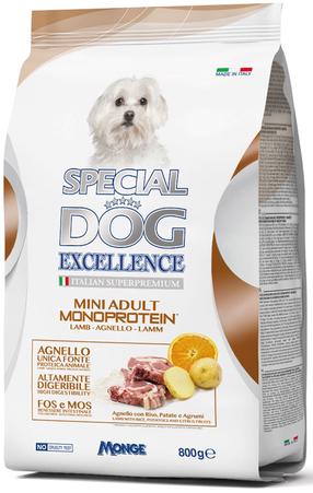 Sausas šunų maistas Monge Special Dog Excellence Mini Adult Monoprotein, ėriena/ryžiai/bulvės, 0.8 kg