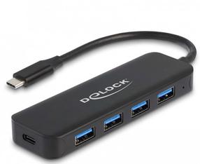USB-разветвитель Delock 4 Port SuperSpeed 64170, 0.015 м, черный цв.
