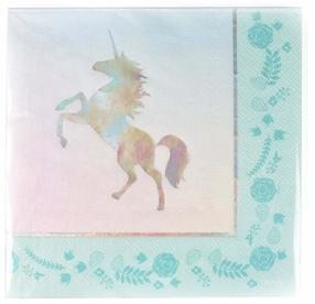 Popierinės servetėlės Unicorn, 33 cm x 33 cm, mėlyna sp./žalia sp./rožinė sp., 12 vnt.