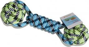 Žaislas šuniui, virvinis Yarro International Dumbbell, 27 cm, mėlyna sp./žalia sp.