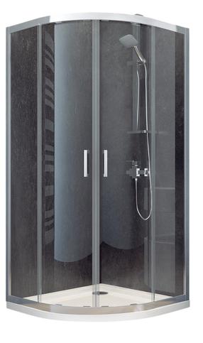Dušo kabina Besco Modern, pusapvalė, be padėklo, 90 cm x 90 cm x 190 cm, chromo sp./skaidrus