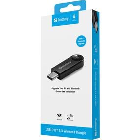 Antenas adapteris Sandberg USB-C BT 5.3 Wireless Dongle USB Type-C, Bluetooth, 0.01 m