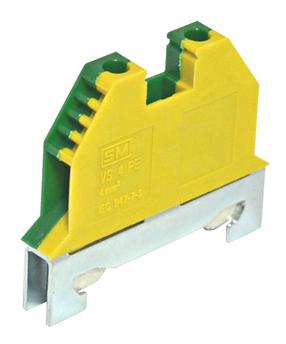 Srovės gnybtas ETI įžeminimo DIN, 1,5-4 mm², 2 viet., 35 A, geltona sp./žalia sp.