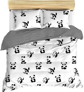 Patalynės užvalkalų komplektas Mijolnir Double Quilt Panda 162ELR1282, balta sp./juoda sp., 50 x 70 cm, 200 x 220 cm