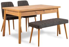 Обеденный комплект Kalune Design Costa 1053 - 3 A, сосна цв./антрацит цв.