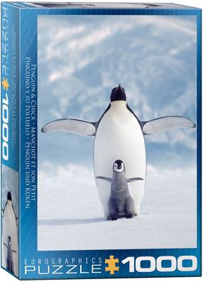 Пазл Eurographics Penguin & Chick 6000-1246, 67.6 см x 48.9 см, 1000 шт., синий цв./белый цв./черный цв.