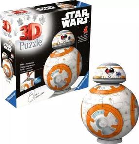 3D dėlionė Ravensburger BB-8, 12.9 cm x 12.9 cm, 104 vnt., balta sp./oranžinė sp.