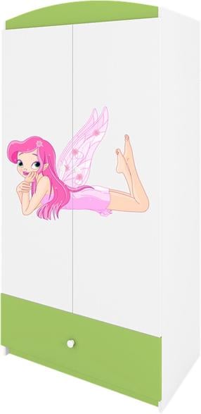 Vaikiška spinta Kocot Kids Babydreams Fairy With Wings, balta sp./žalia sp., 90 cm x 52 cm x 175.5 cm