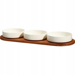 Serviravimo rinkinys Secret de Gourmet Aperio, 390 ml, 50 cm x 18.5 cm, Ø 15 cm, ruda sp./balta sp., keramika/bambukas