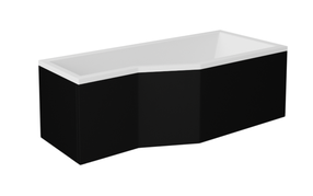Vonia, laisvai pastatoma Besco Integra, 75 cm x 150 cm x 55.5 cm, dešininė, balta sp./juoda sp.