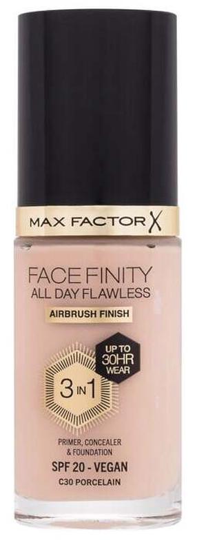 Šķidrā grima bāze Max Factor All Day Flawless 3 in 1 Facefinity, SPF 20, porcelianas krās., c30, 30 ml