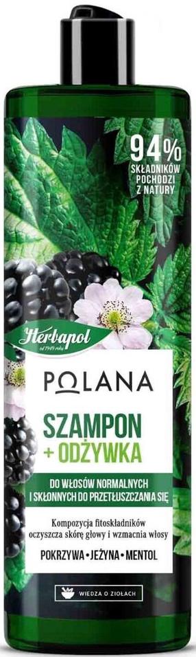 Šampūnas, kondicionierius Herbapol Polana 2in1 Blackberry & Nettle & Menthol, 400 ml