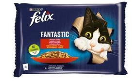 Šlapias kačių maistas Felix Fantastic, ėriena/triušiena, 0.085 kg x 4 vnt.