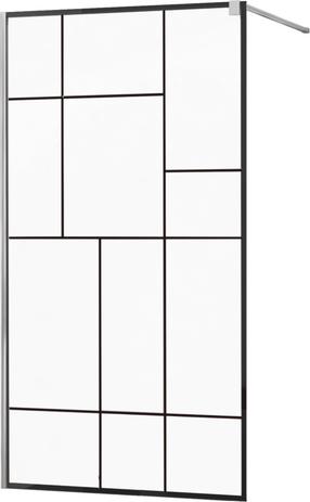 Dušo sienelė Mexen Kioto 800-140-101-01-78, 140 cm x 20 cm, juoda sp./chromo sp./grūdintas