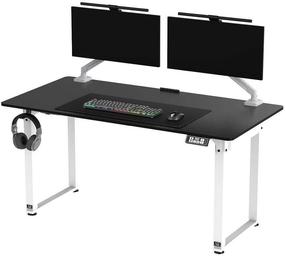 Kompiuterinių žaidimų stalas reguliuojamo aukščio Ultradesk Quest, 140 cm x 70 cm, 72 - 120 cm, balta sp./juoda sp.