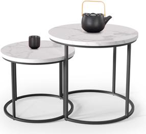 Žurnalinis staliukas Oreo, balta sp./juoda sp., 53 cm x 53 cm x 45 cm