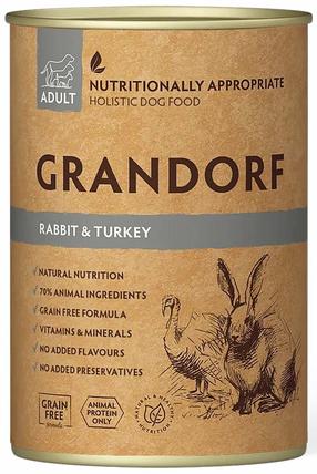 Šlapias šunų maistas Grandorf Holistic, triušiena/kalakutiena, 0.4 kg