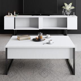 Svetainės baldų komplektas Kalune Design Luxe, vidaus, balta sp./juoda sp.