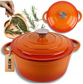 Emaliuotas ketaus puodas Atusa Hage, Ø26 cm, 5 l, oranžinė sp.