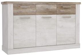Komoda Forte Duro DURK233-T75, balta sp./šviesiai ruda sp., 90.3 cm x 140.8 cm x 41.3 cm