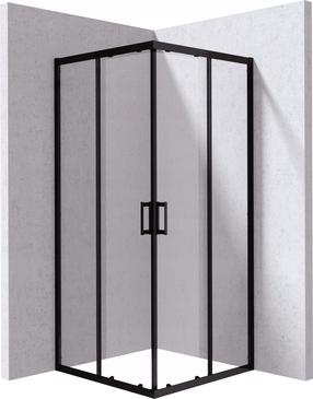 Dušikabiin Deante Funkia Evo, ruudukujuline, aluseta, 90 cm x 90 cm x 195 cm, must v./läbipaistev